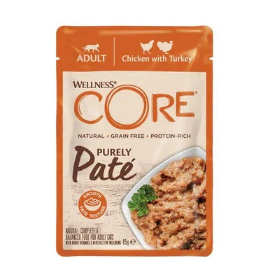 Wellness CORE Adult Chicken with Turkey Purely Paté grain-free wet cat food pouch