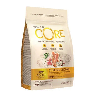Wellness CORE adult sterilised original natural grain-free protein-rich cat food in beige bag
