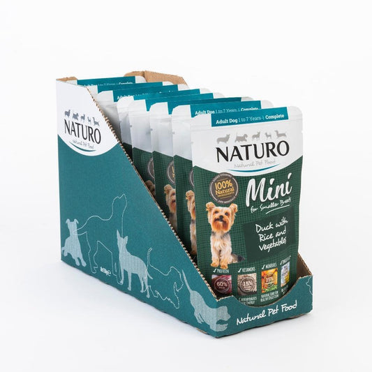 Naturo Adult Mini Duck with Rice & Veg Pouches 8 x 150g - North East Pet Shop Naturo